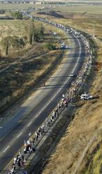 Demonstrators forming a 