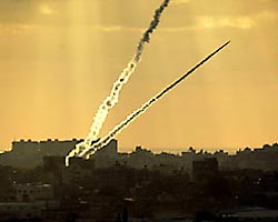 Rockets being fired from the Gaza Strip. (Haaretz)