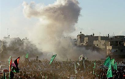 Blast during Hamas rally. (AP)
